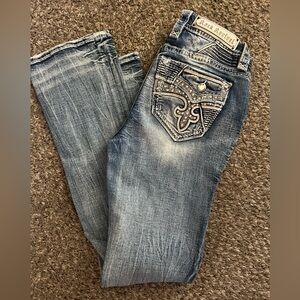 Rock Revival Women's Blue Jeans mid-rise bootcut 26 x 31 BLING